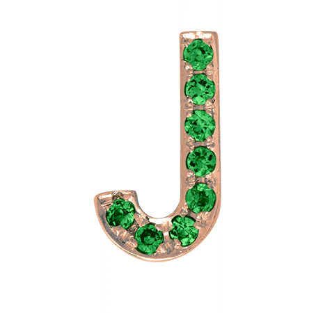 Rose Gold, Green Garnet Letter Bead - Image 12