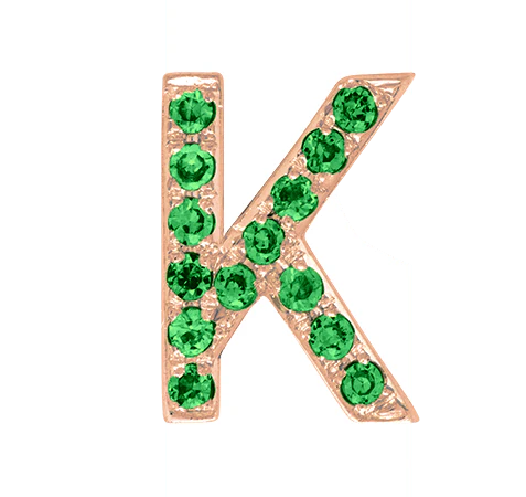 Rose Gold, Green Garnet Letter Bead - Image 13