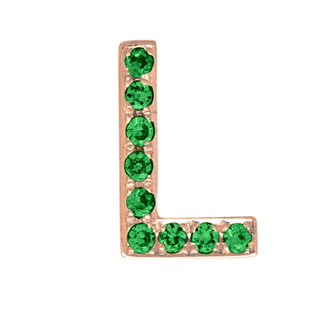 Rose Gold, Green Garnet Letter Bead - Image 14