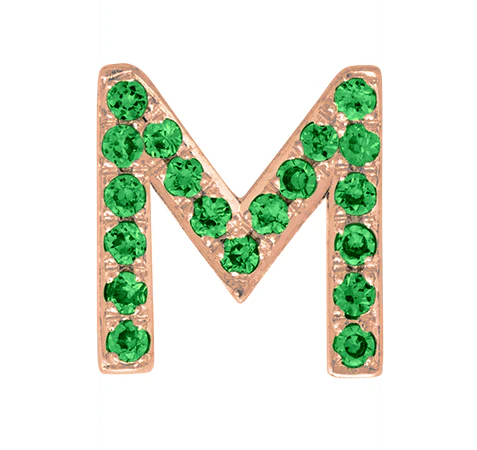 Rose Gold, Green Garnet Letter Bead - Image 15