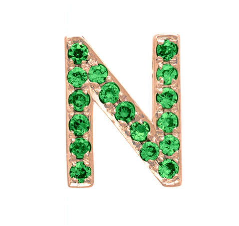 Rose Gold, Green Garnet Letter Bead - Image 16
