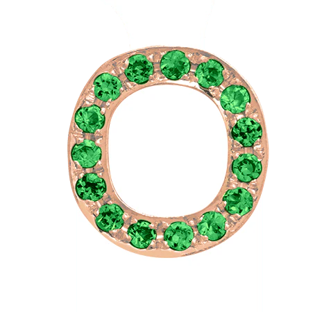 Rose Gold, Green Garnet Letter Bead - Image 17
