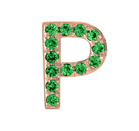Rose Gold, Green Garnet Letter Bead - Image 18