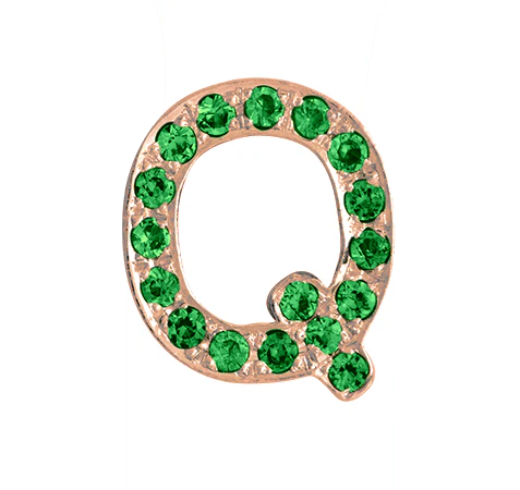 Rose Gold, Green Garnet Letter Bead - Image 19