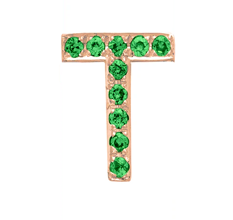 Rose Gold, Green Garnet Letter Bead - Image 22
