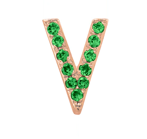 Rose Gold, Green Garnet Letter Bead - Image 24