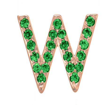 Rose Gold, Green Garnet Letter Bead - Image 25