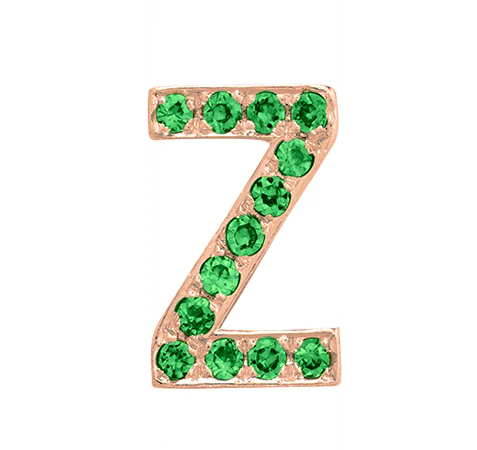 Rose Gold, Green Garnet Letter Bead - Image 28