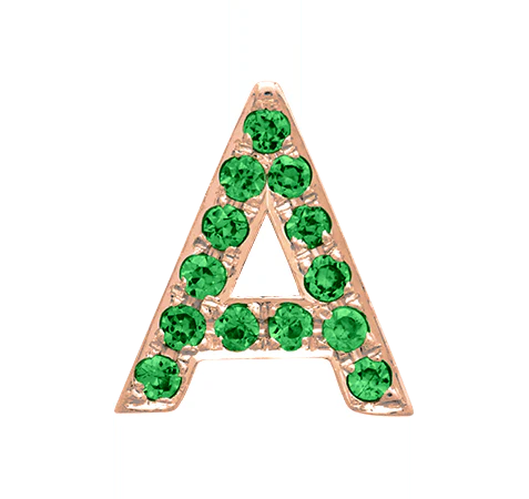 Rose Gold, Green Garnet Letter Bead - Image 3