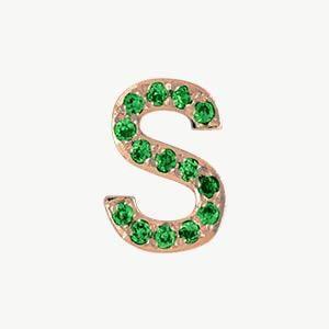 Rose Gold, Green Garnet Letter Bead - Image 47