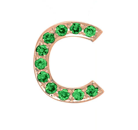 Rose Gold, Green Garnet Letter Bead - Image 5