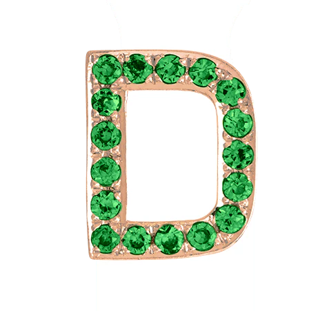 Rose Gold, Green Garnet Letter Bead - Image 6