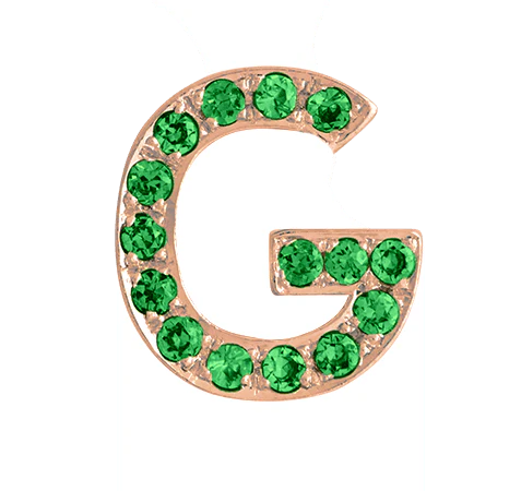 Rose Gold, Green Garnet Letter Bead - Image 9