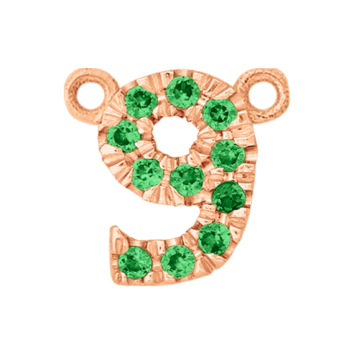 Green Garnet + 14k Rose Gold Number Charm - Image 10