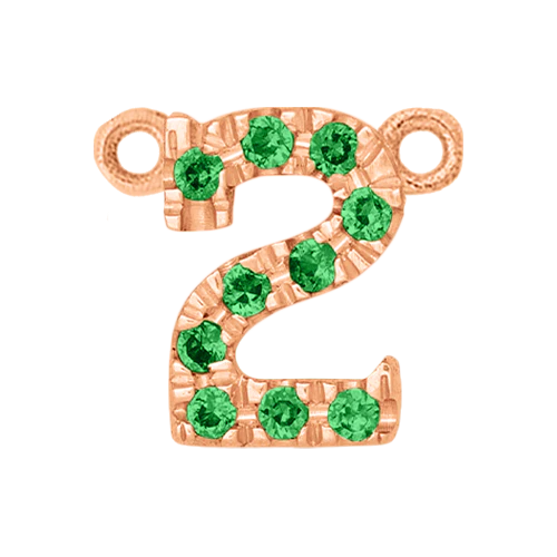 Green Garnet + 14k Rose Gold Number Charm - Image 3