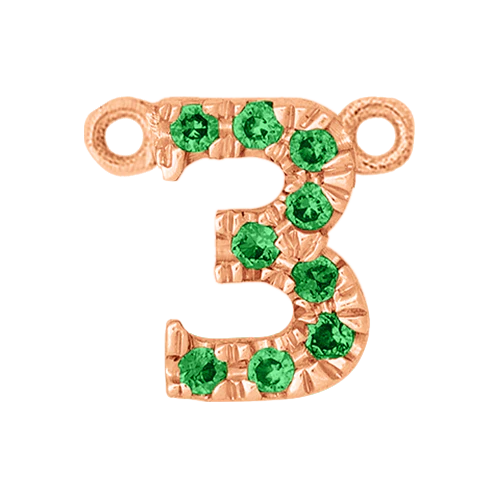 Green Garnet + 14k Rose Gold Number Charm - Image 4