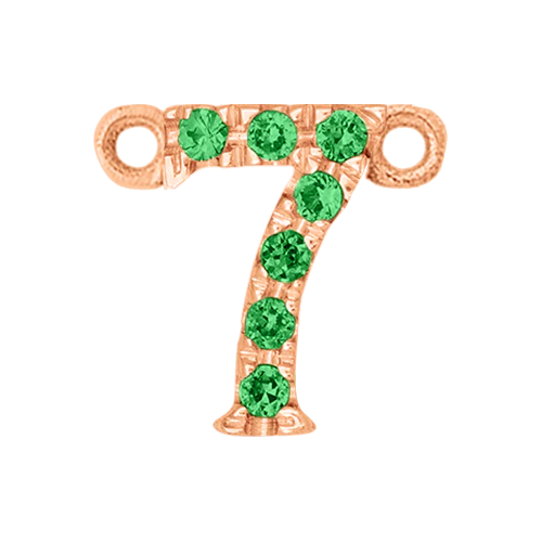 Green Garnet + 14k Rose Gold Number Charm - Image 8