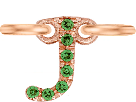 Rose Gold, Green Garnet Letter - Image 12