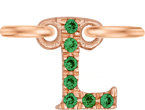 Rose Gold, Green Garnet Letter - Image 14