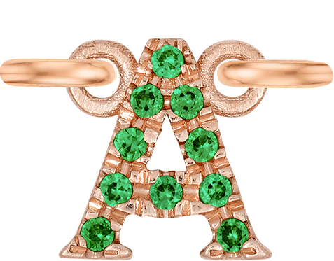 Rose Gold, Green Garnet Letter - Image 3