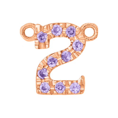 Lilac Sapphire + 14k Rose Gold Number Charm - Image 3