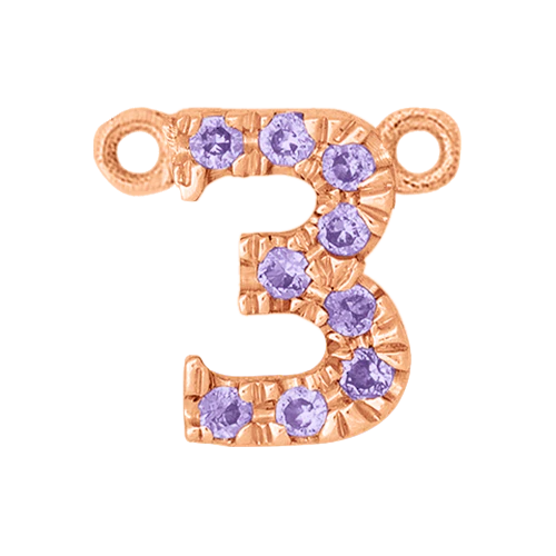Lilac Sapphire + 14k Rose Gold Number Charm - Image 4