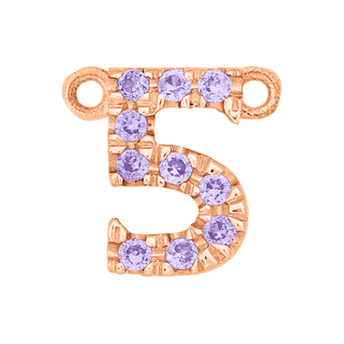 Lilac Sapphire + 14k Rose Gold Number Charm - Image 6
