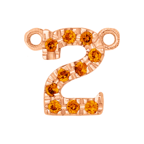 Orange Sapphire + 14k Rose Gold Number Charm - Image 3