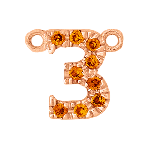 Orange Sapphire + 14k Rose Gold Number Charm - Image 4