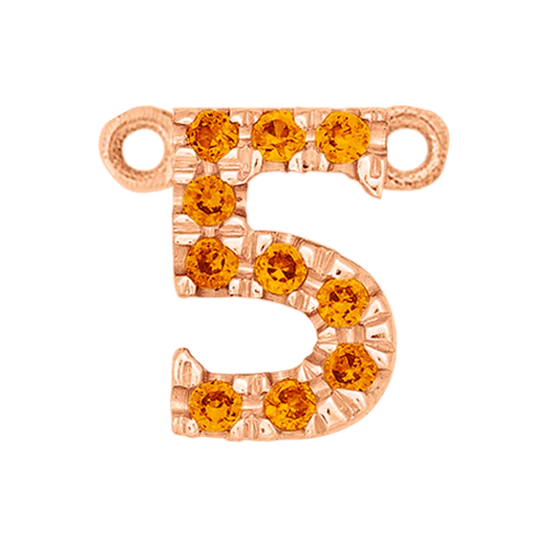Orange Sapphire + 14k Rose Gold Number Charm - Image 6