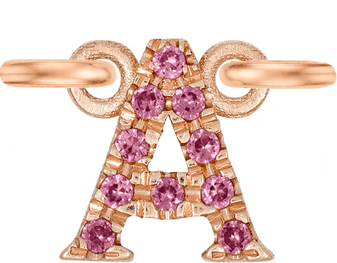 Rose Gold, Pink Sapphire Letter - Image 3