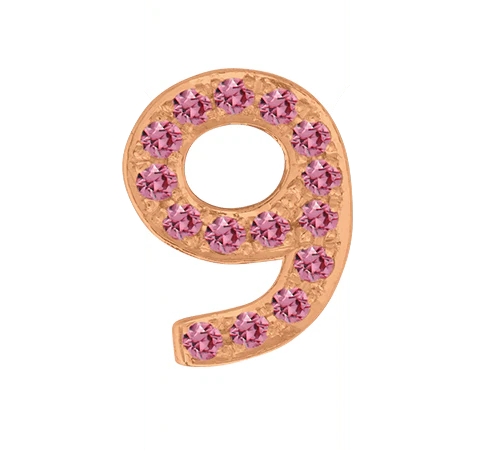 Rose Gold, Pink Sapphire Number Bead - Image 12