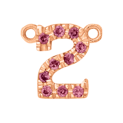 Pink Sapphire + 14k Rose Gold Number Charm - Image 3