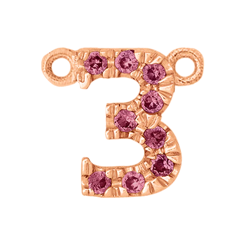 Pink Sapphire + 14k Rose Gold Number Charm - Image 4