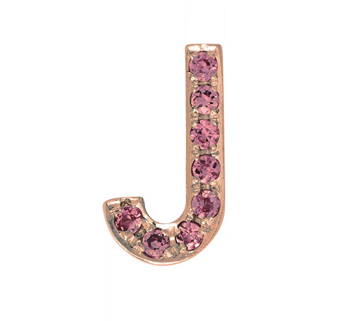 Rose Gold, Pink Sapphire Letter Bead - Image 12