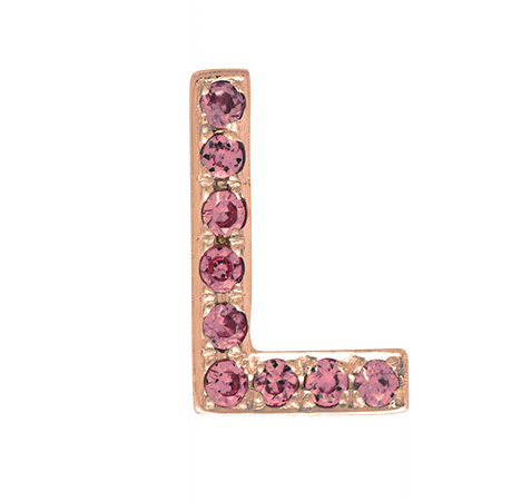 Rose Gold, Pink Sapphire Letter Bead - Image 14