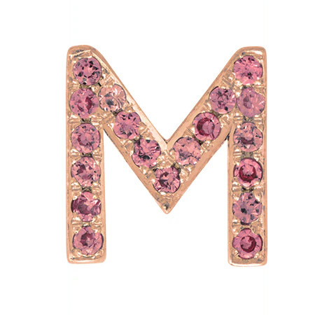 Rose Gold, Pink Sapphire Letter Bead - Image 15