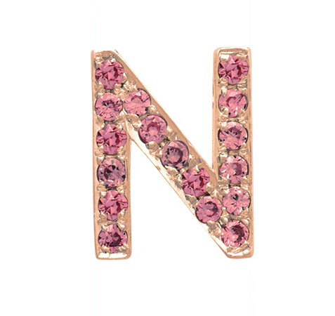 Rose Gold, Pink Sapphire Letter Bead - Image 16