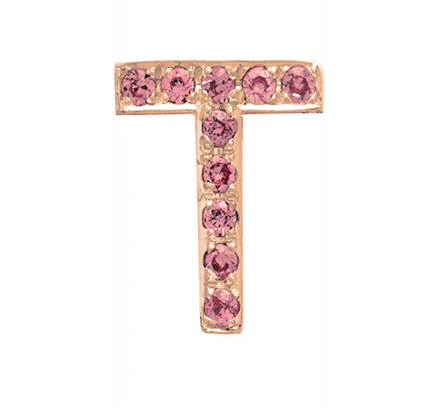Rose Gold, Pink Sapphire Letter Bead - Image 22