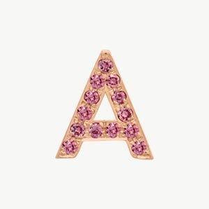 Rose Gold, Pink Sapphire Letter Bead - Image 29