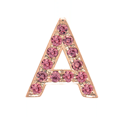 Rose Gold, Pink Sapphire Letter Bead - Image 3