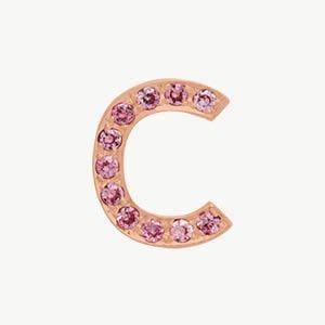 Rose Gold, Pink Sapphire Letter Bead - Image 31