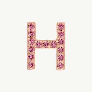 Rose Gold, Pink Sapphire Letter Bead - Image 36