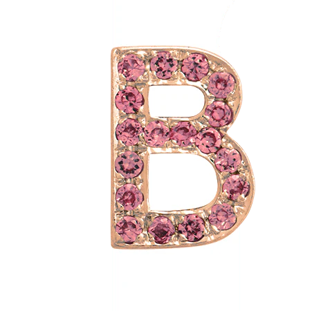 Rose Gold, Pink Sapphire Letter Bead - Image 4
