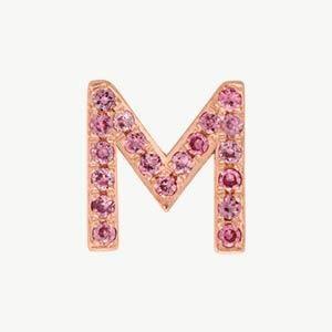 Rose Gold, Pink Sapphire Letter Bead - Image 41