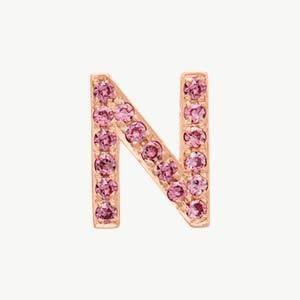 Rose Gold, Pink Sapphire Letter Bead - Image 42