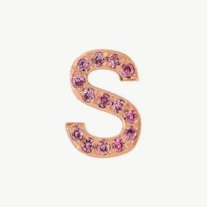 Rose Gold, Pink Sapphire Letter Bead - Image 47