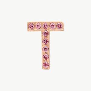 Rose Gold, Pink Sapphire Letter Bead - Image 48