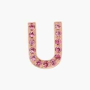 Rose Gold, Pink Sapphire Letter Bead - Image 49