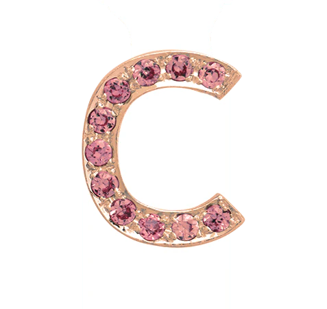 Rose Gold, Pink Sapphire Letter Bead - Image 5